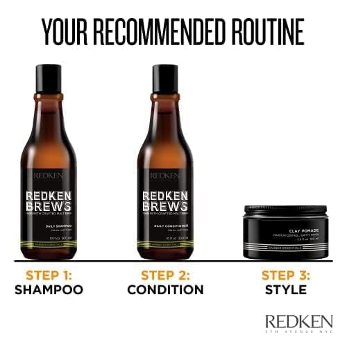 Redken Brews Clay Pomade For Men - Volumizes Fine And Medium Hair With Long-Lasting High Hold and Matte Finish