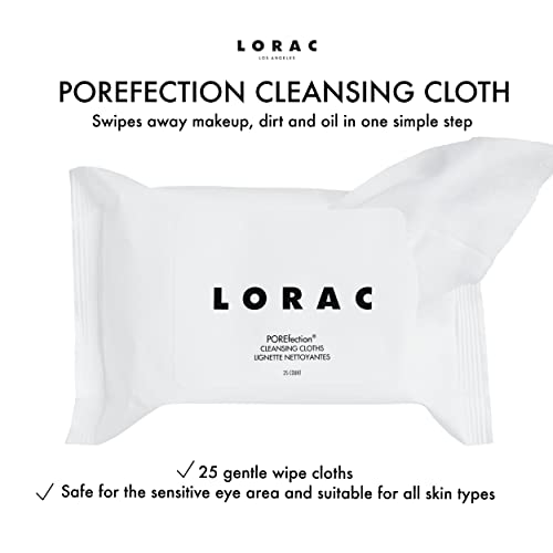 Lorac POREfection Cleansing Wipes, Swipes Away Makeup, Dirt & Oil, Gentle & Safe for Sensitive Eyes, Cruelty Free