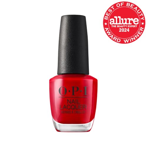 OPI Nail Lacquer Big Apple Red | Opaque Bright Red Crème Chip Resistant Nail Polish | Fast Drying, Streak Free