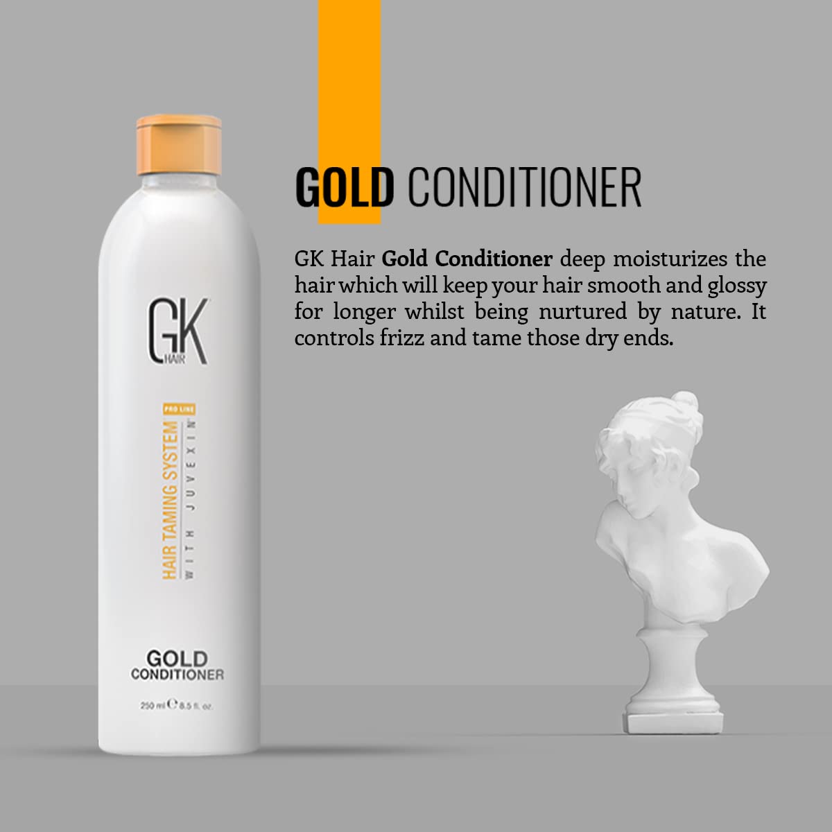 GK HAIR Global Keratin Gold Conditioner (8.5 Fl Oz/250ml) Hair Moisturizing Shine and Protection With Argan Oil, Shea Butter, Natural Oils All Hair Types
