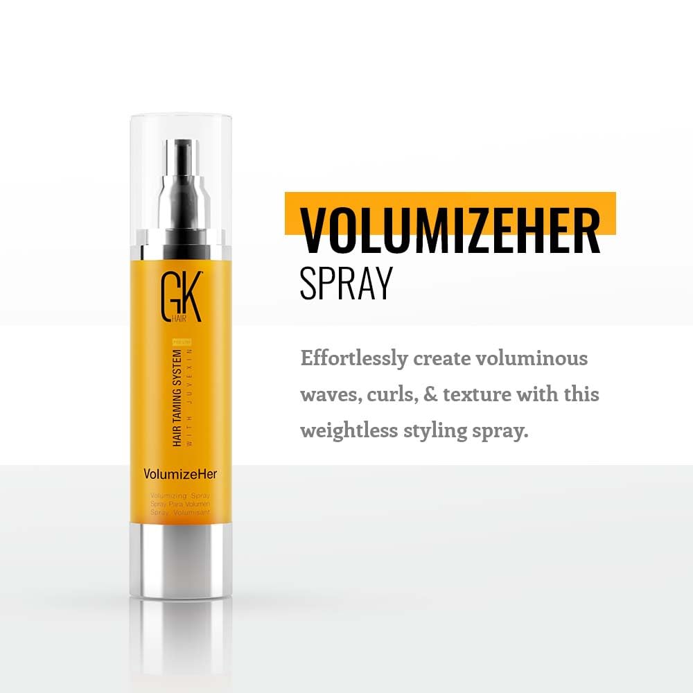 GK HAIR Global Keratin VolumizeHer (3.4 Fl Oz/100ml) Hair Spray, Anti-Frizz Hair Straightener, Heat Protectant Spray For Volume, Texture & Hold Paraben-Free