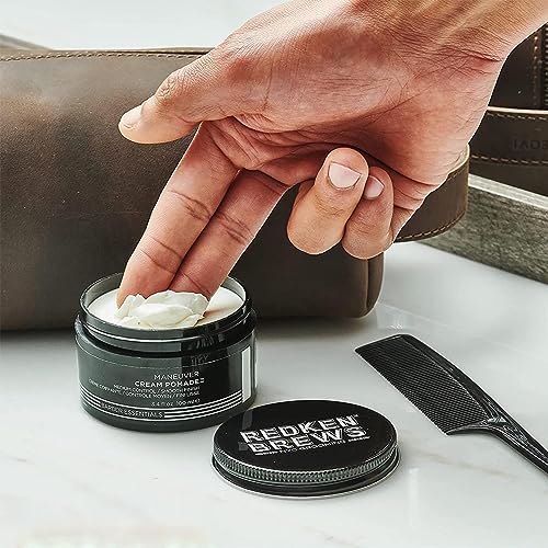 Redken Brews Cream Pomade For Men - Provides Medium Hold With Natural and Smooth Finish With Low Shine, For All Hair Types