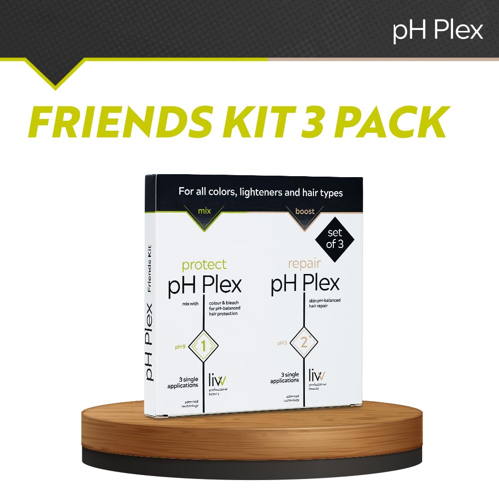 LIW pH Plex Steps 1&2 Protect & Repair Hair Care Treatment - Use with Home Hair Color & Bleach Products - Salon Quality Professional Results at Home - Friends Kit (3 Sachets of Steps 1 & 2)