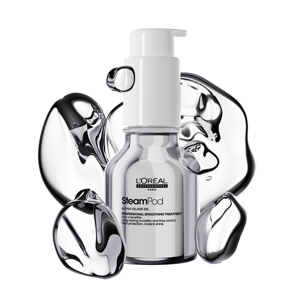 L'Oreal Professionnel SteamPod Smoothing Serum | For All Hair Types | Heat Protection | Frizz Control | Hair Straightener | Shine | 50 ml