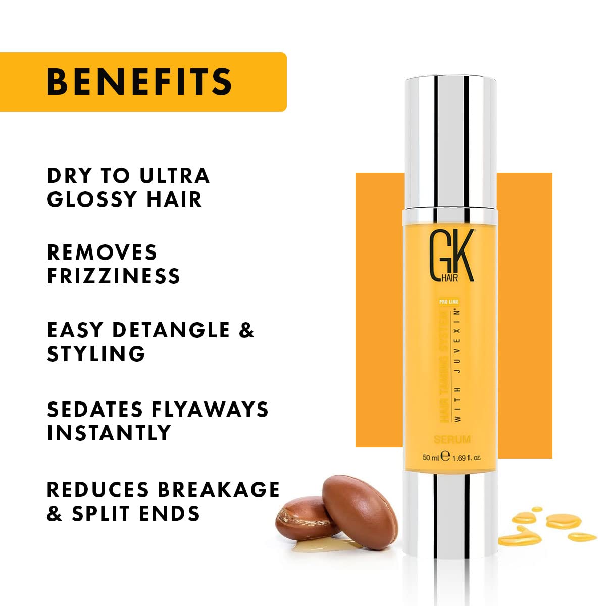 GK HAIR Global Keratin Argan Oil Serum 50ml For Women Hair Straightening And Smoothening Provides Instant Shine Softness Strength And Nourishment