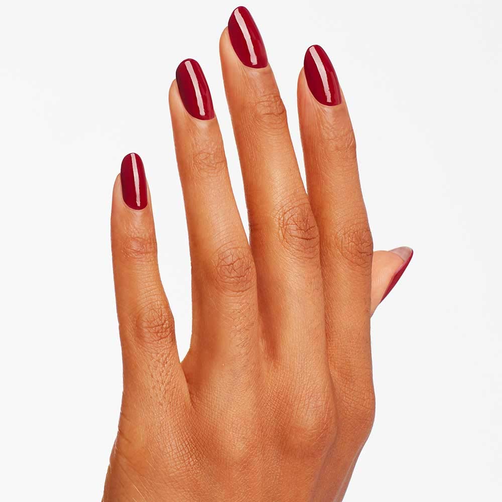 OPI Nail Lacquer Malaga Wine | Opaque Dark Red Crème Chip Resistant Nail Polish | Fast Drying, Streak Free