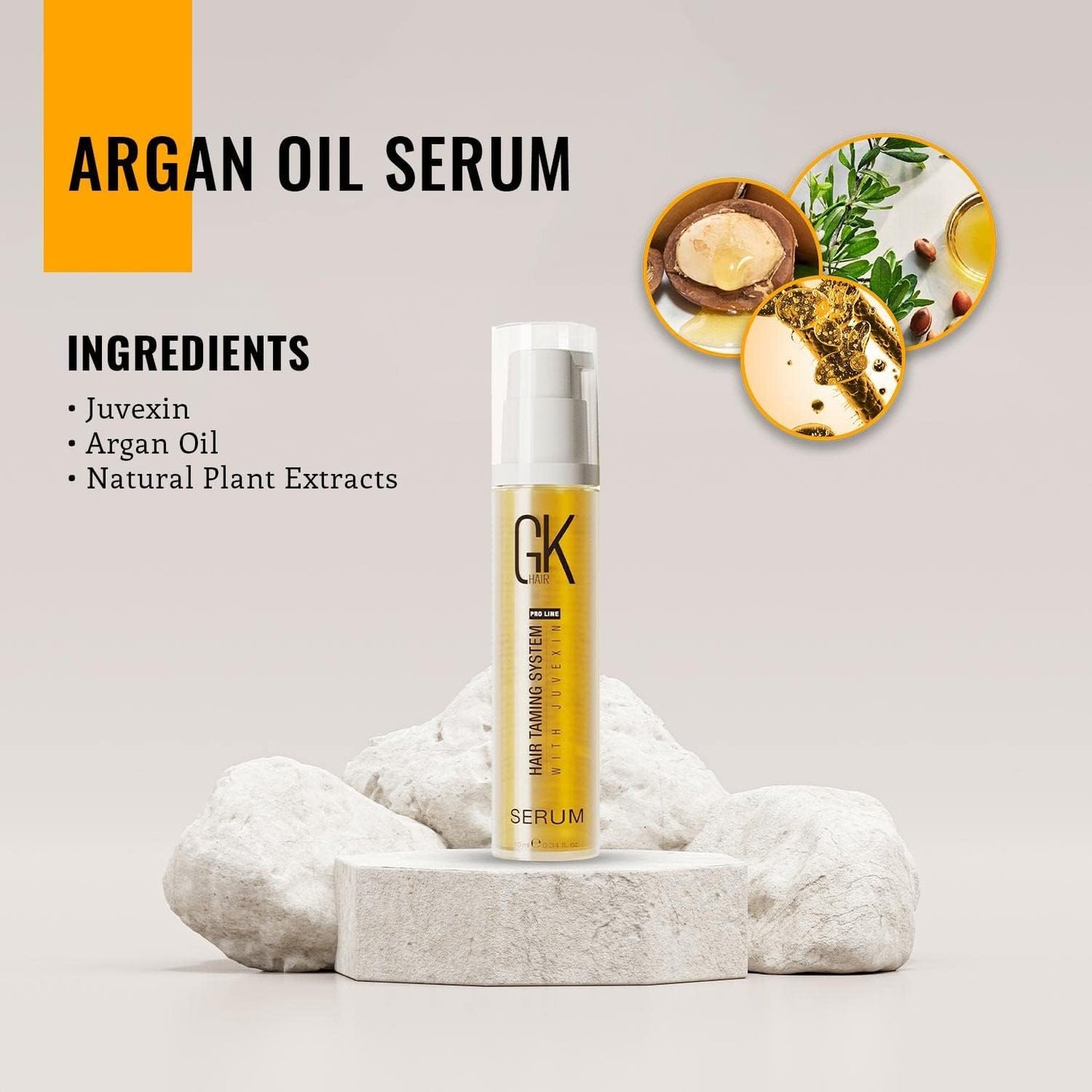 GK HAIR Global Keratin 100% Organic Argan Oil Frizz Control Serum (10ml) & (100ml) for Smoothing Nourishing Heat Protection – Enhance Shine & Restore Healthy Radiance