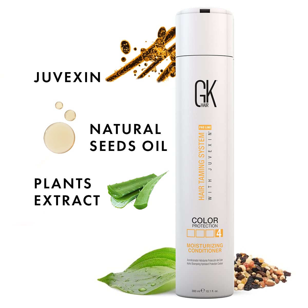 GK HAIR Moisturizing Conditioner For Dry & Frizzy Hair (Floral) Delivers Hydration & Nourishes Dry Brittle Hair Deeply With Natural Keratin & Seed Oils Extracts, Sulphate & Paraben Free, 300ml