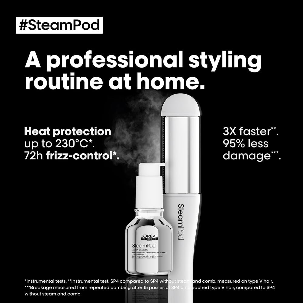 L'Oreal Professionnel SteamPod Smoothing Serum | For All Hair Types | Heat Protection | Frizz Control | Hair Straightener | Shine | 50 ml