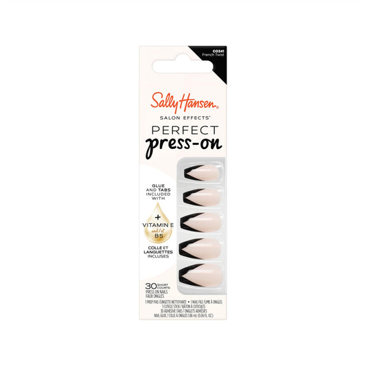 Sally Hansen Salon Effects Perfect Press-On Nails | Coffin Shape | Easy to Apply, Non-Damaging | 30 Nails, Nail Glue, Adhesive Tabs, File | French Twist