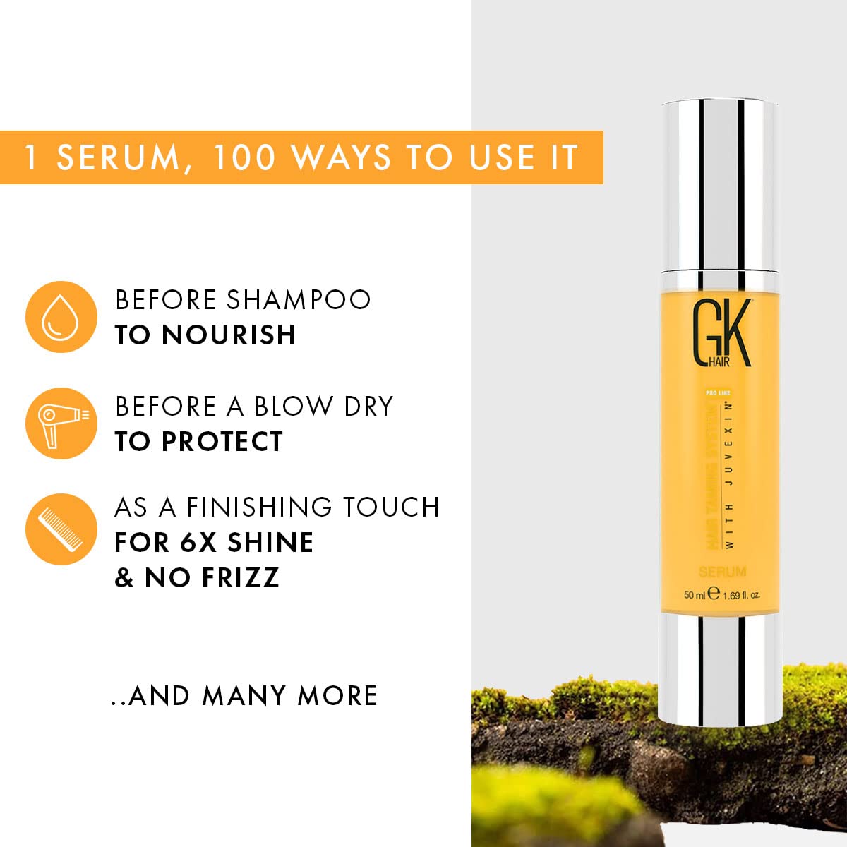 GK HAIR Global Keratin Argan Oil Serum 50ml For Women Hair Straightening And Smoothening Provides Instant Shine Softness Strength And Nourishment