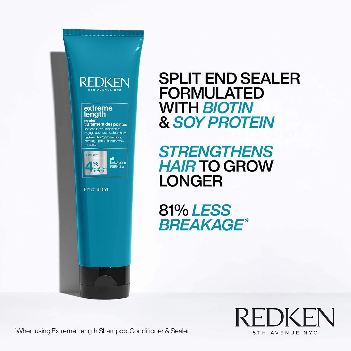 Redken Extreme Length Leave-In Treatment For Hair Growth - Seals Split Ends & Prevents Breakage, Infused With Biotin