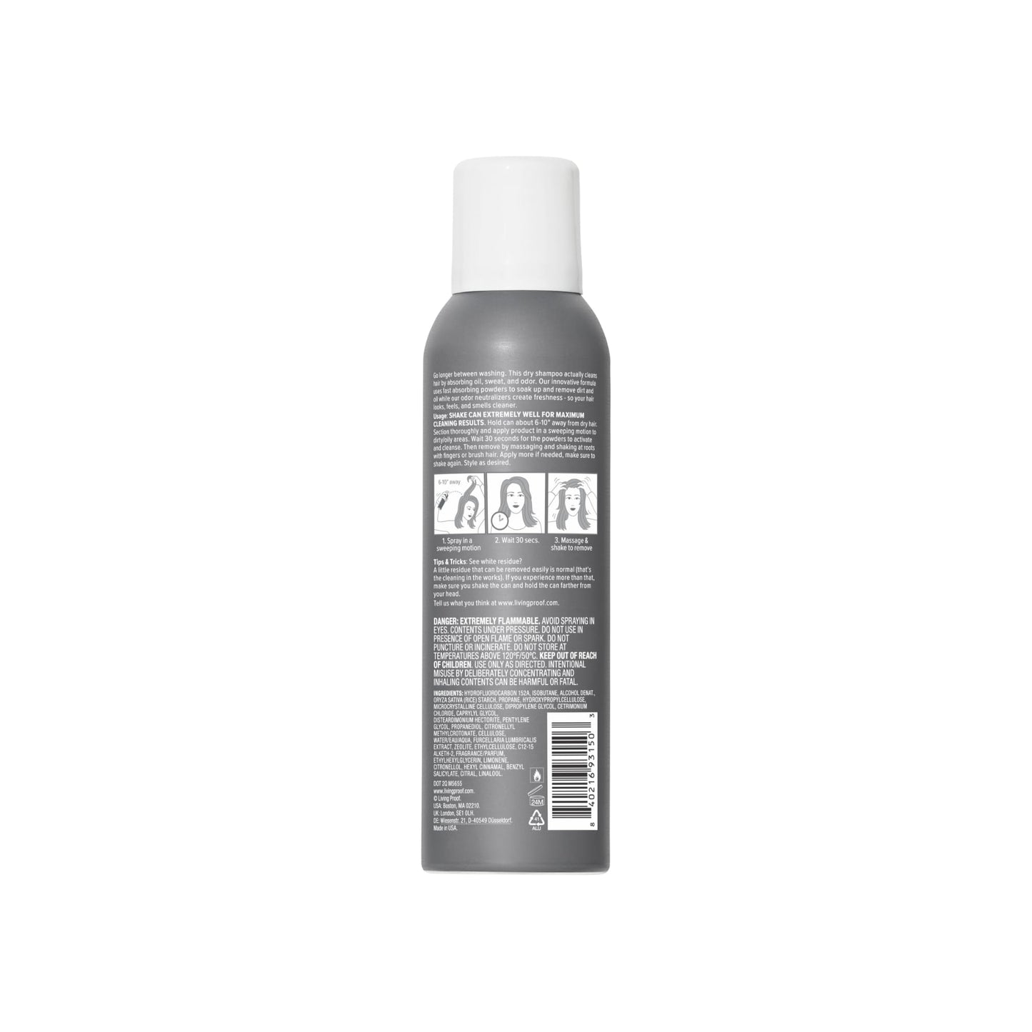 Living proof Perfect Hair Day Dry Shampoo – Absorbs Oil, Sweat, Odor, Cleans Hair, Fresh Scent, Detoxifies Scalp for Women and Men, 5.5 oz