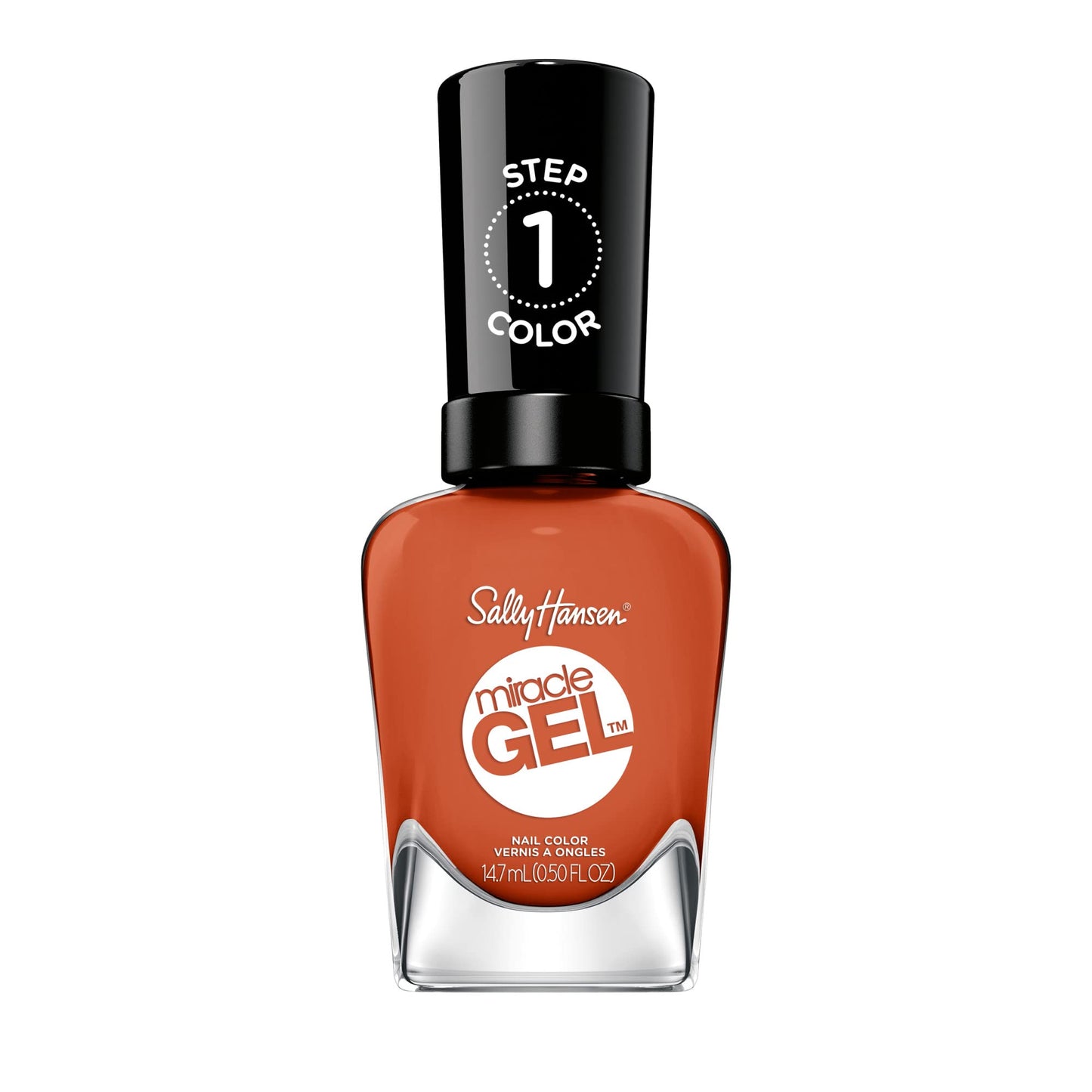 Sally Hansen Miracle Gel Salon Quality Nail Polish | Gel-Like Formula, Two-Step System, No UV Light Needed, Long Lasting | Opaque | 388 A Hot Minute | Burnt Orange Nail Color