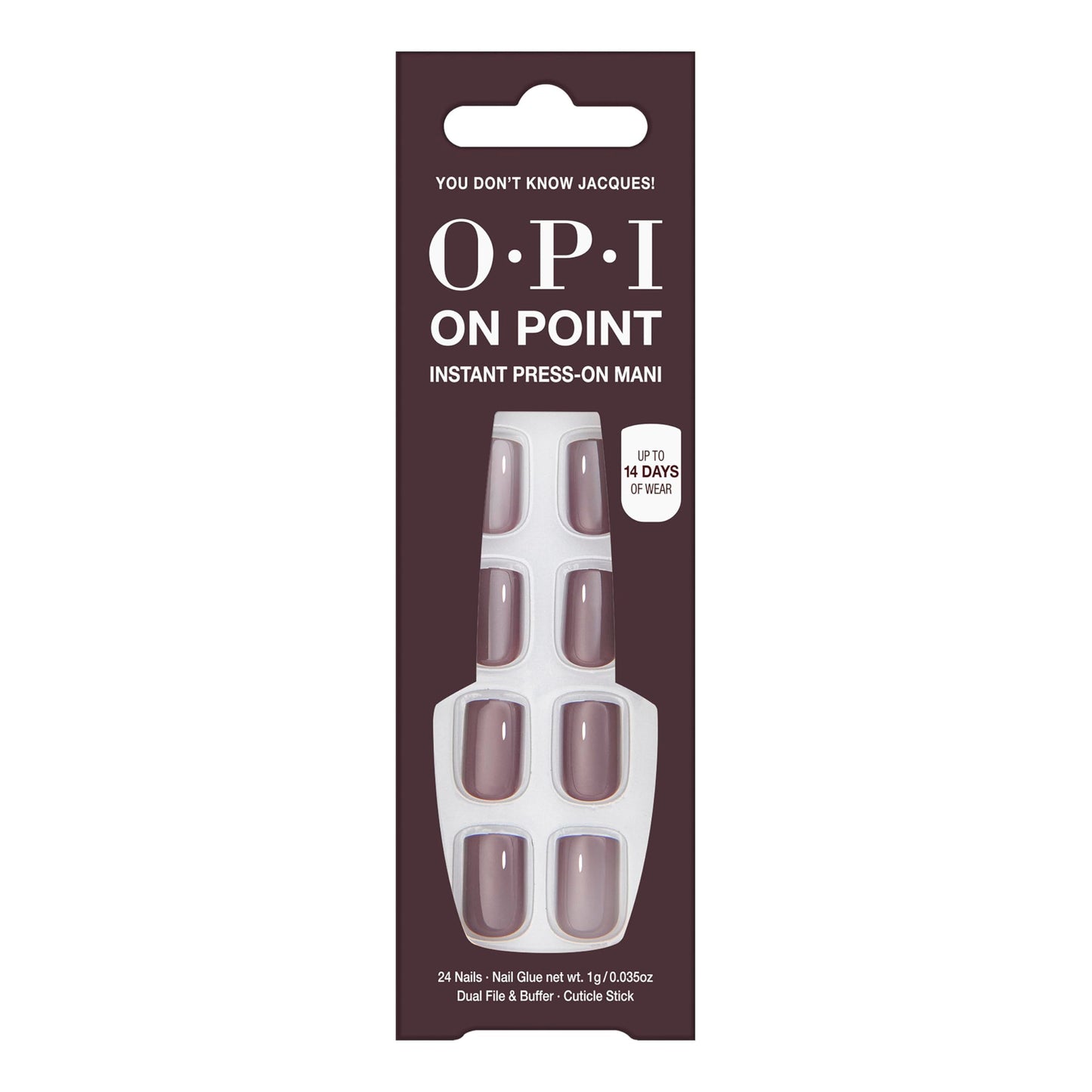 OPI On Point You Don't Know Jacques! | Short Round Dark Taupe Press On Nails | With Nail Glue | Long Lasting, Reusable, Non-damaging