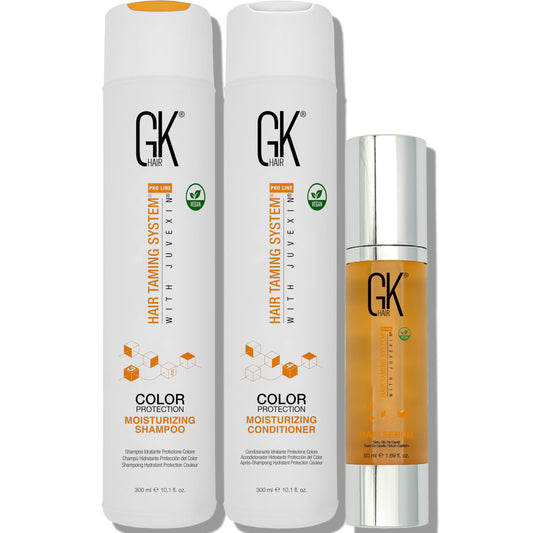 GK HAIR Hydrating Moisturizing Shampoo and Conditioner Set (10.1 Fl Oz) Global Keratin Anti Frizz Serum Dry Damaged Repair Argan Oil (1.69 Fl Oz) All Hair Types Sulfate Paraben Free Unisex
