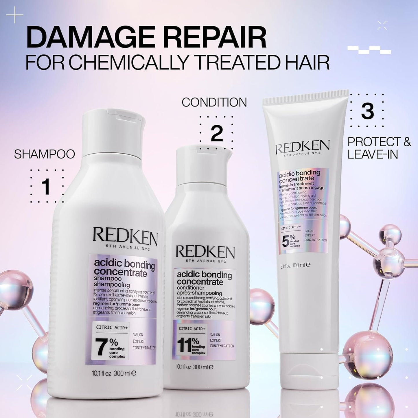 Redken Bonding Conditioner for Damaged Hair Repair, Acidic Bonding Concentrate, For All Hair Types