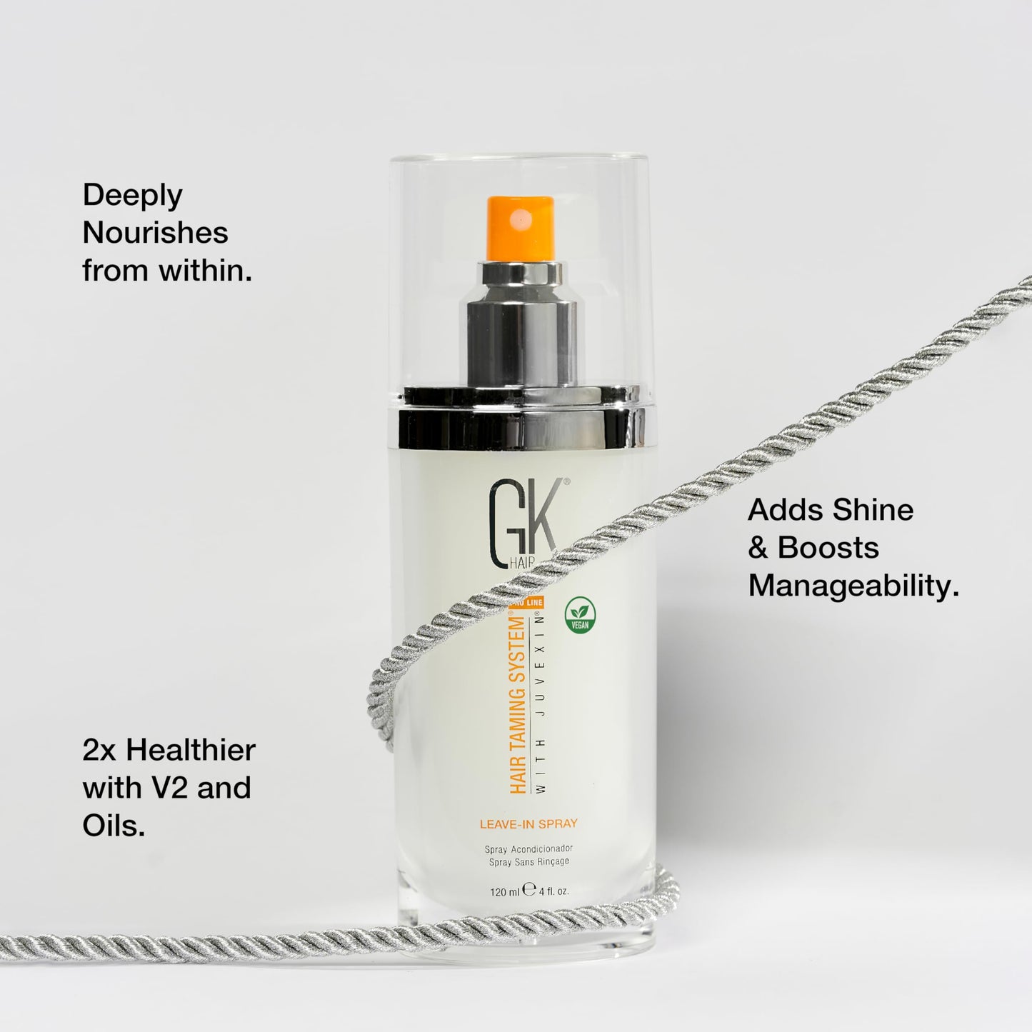GK HAIR Vegan Leave In Conditioner Spray – Lightweight Detangler Spray For Frizz Control & Heat Protectant for All Hair Types, 120ml