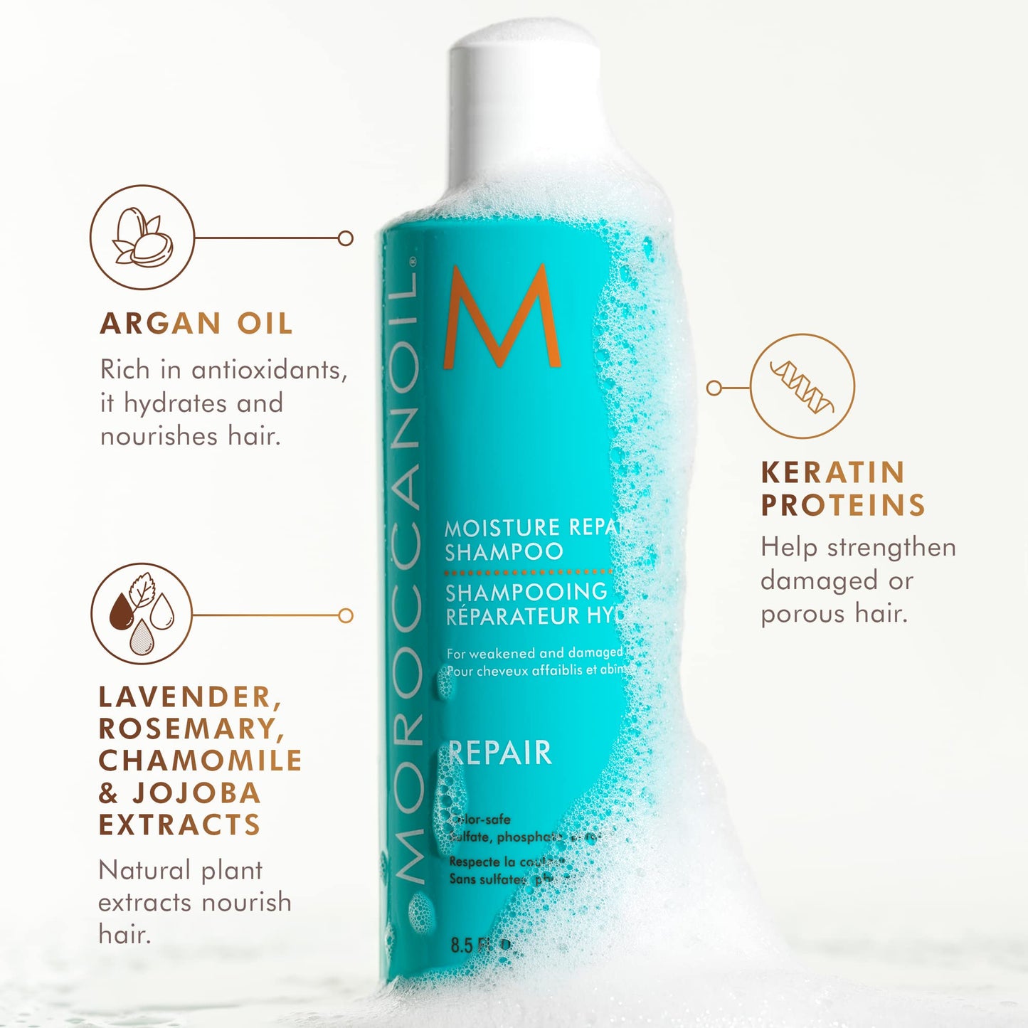 Moroccanoil Moisture Repair Shampoo and Conditioner Bundle, 8.5 Fl. Oz.