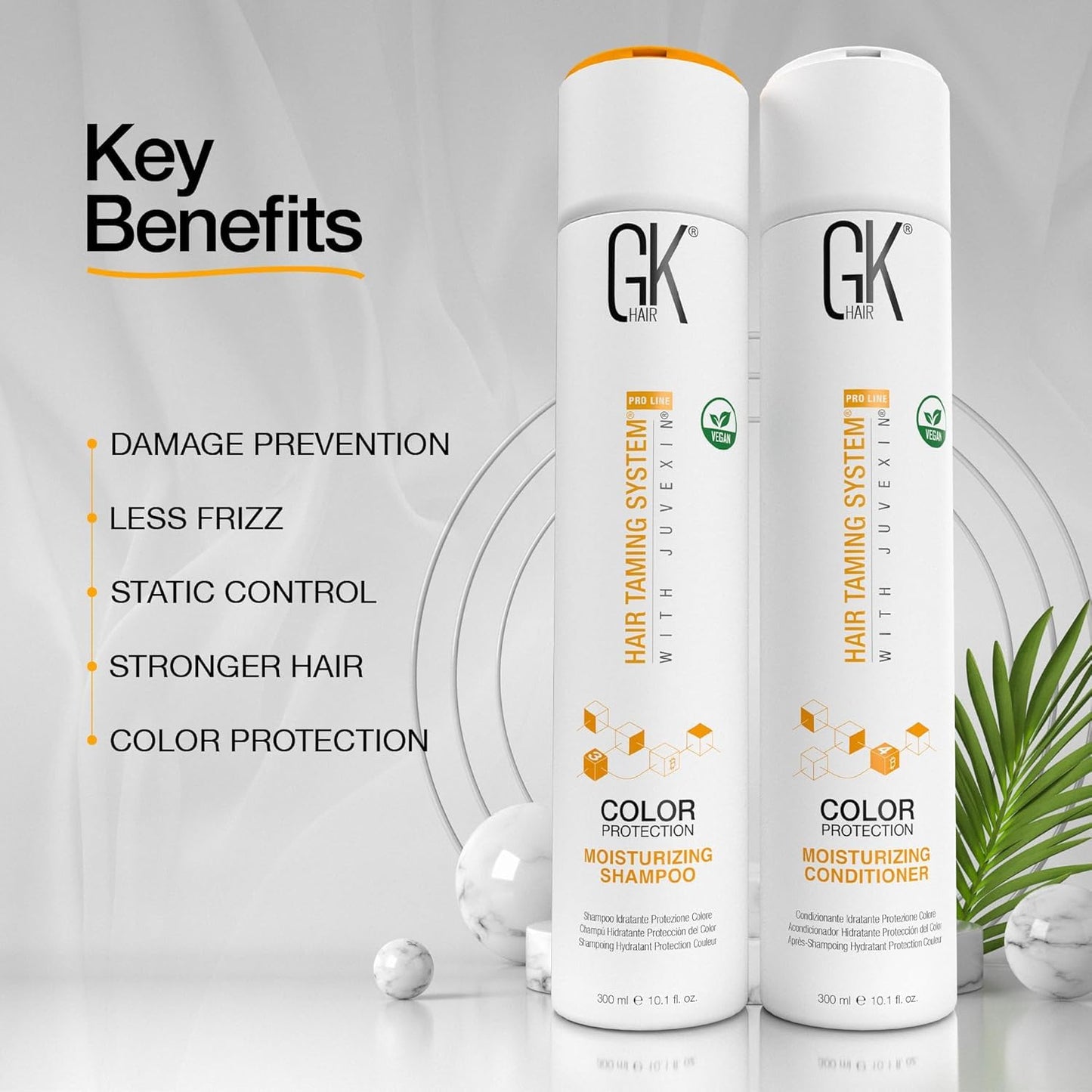 GK HAIR Global Keratin Moisturizing Shampoo Conditioner Duo (10.1 fl oz & 3.4 fl oz) - Hydrating Set of 4 for Frizzy, Unmanageable Hair Care