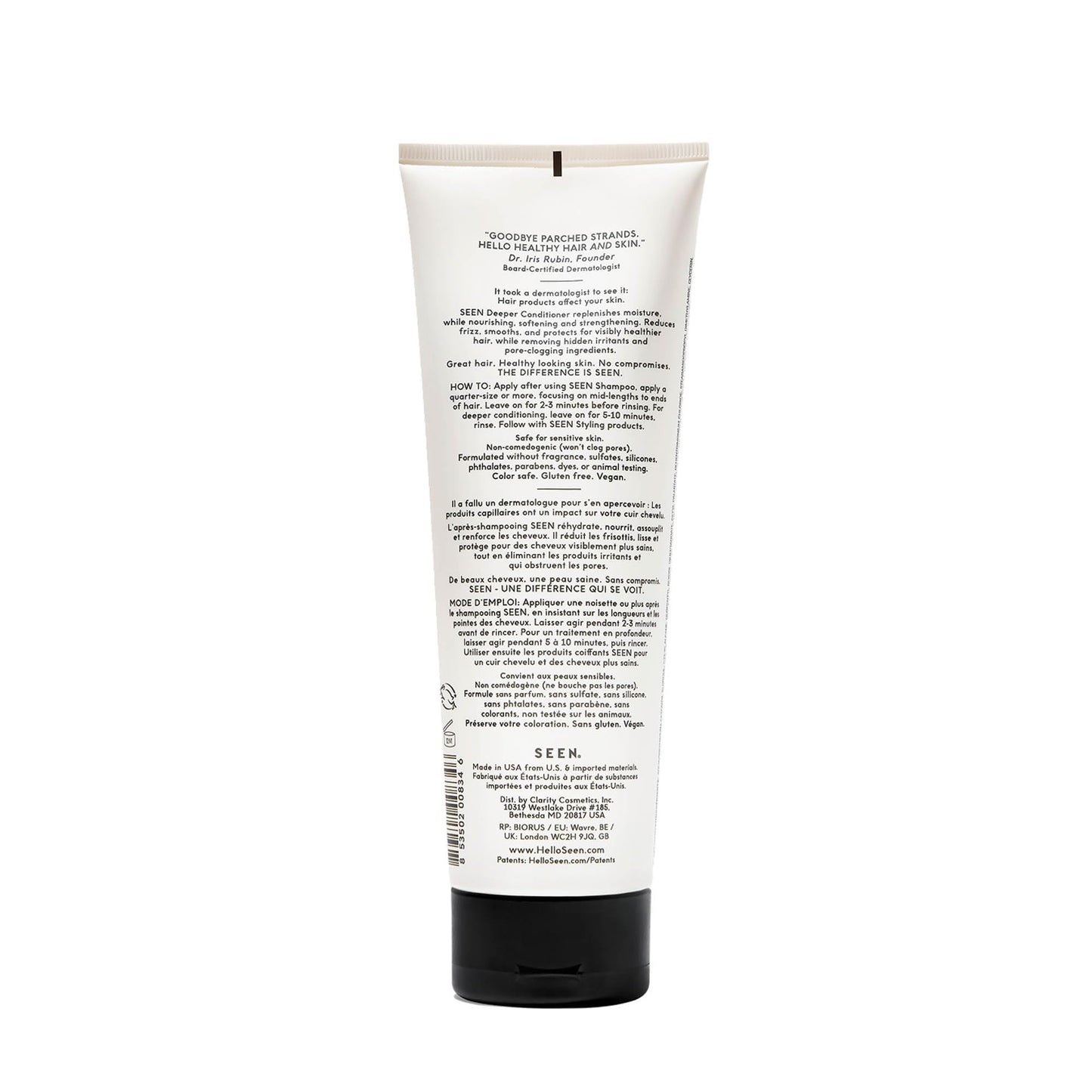 SEEN Deeper Conditioner, Fragrance Free - Non-Comedogenic & Sulfate-Free Hair Conditioner- Dermatologist-Developed - Safe for Sensitive, Eczema & Acne Prone Skin