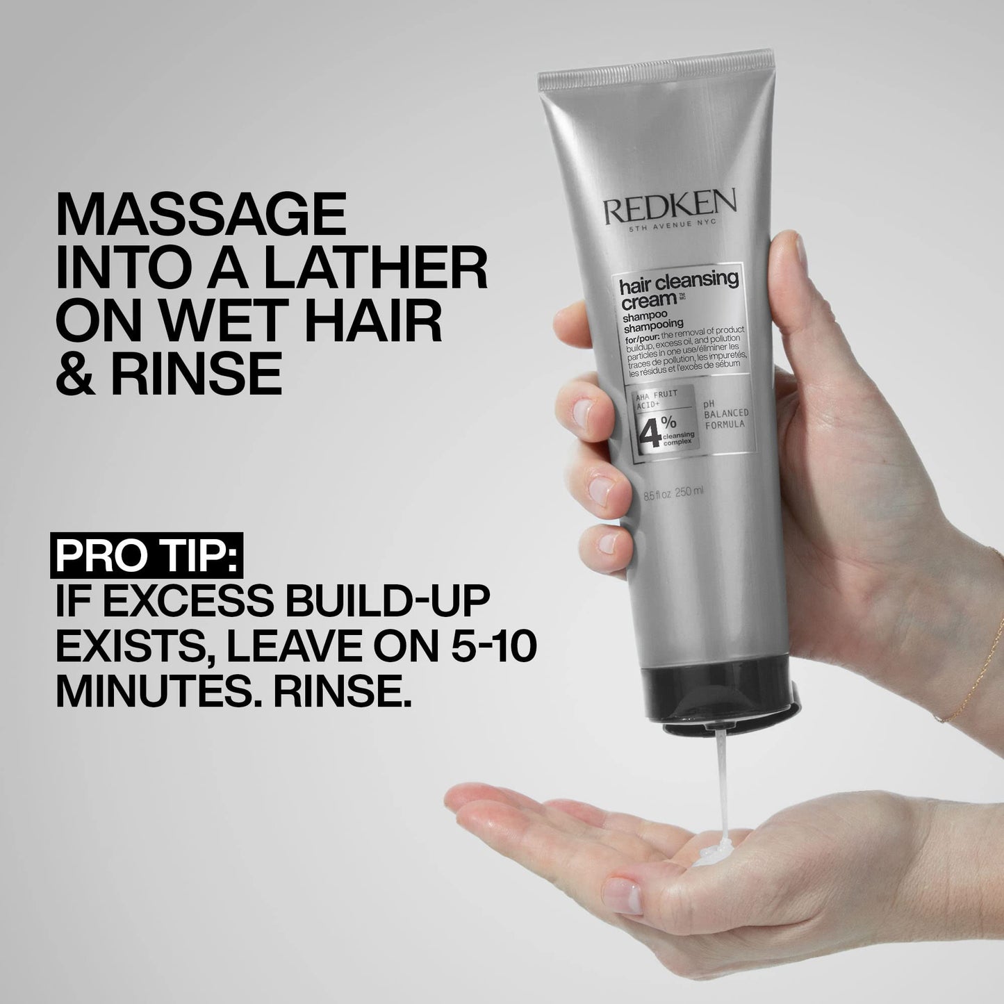 Redken Detox Hair Cleansing Cream Clarifying Shampoo For All Hair Types - Removes Buildup and Strengthens Hair Cuticle, 8.5 Fl Oz