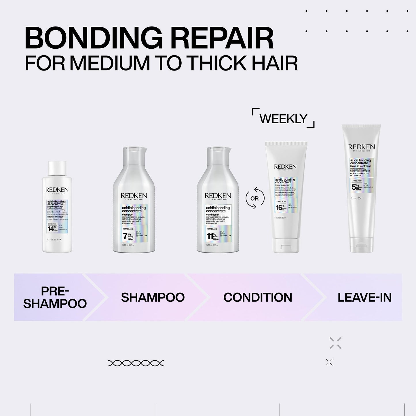 Redken Acidic Bonding Concentrate Conditioner For Damaged Hair Repair - Strengthens and Repairs Weak and Brittle Hair, Sulfate-Free, With Citric Acid