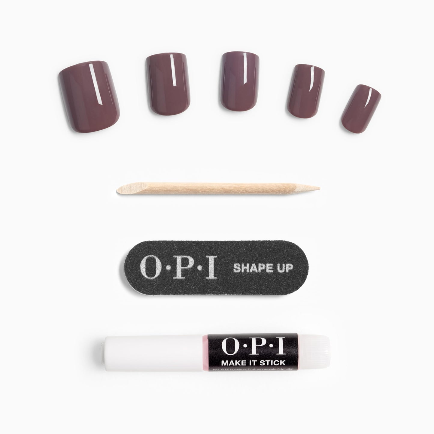 OPI On Point You Don't Know Jacques! | Short Round Dark Taupe Press On Nails | With Nail Glue | Long Lasting, Reusable, Non-damaging