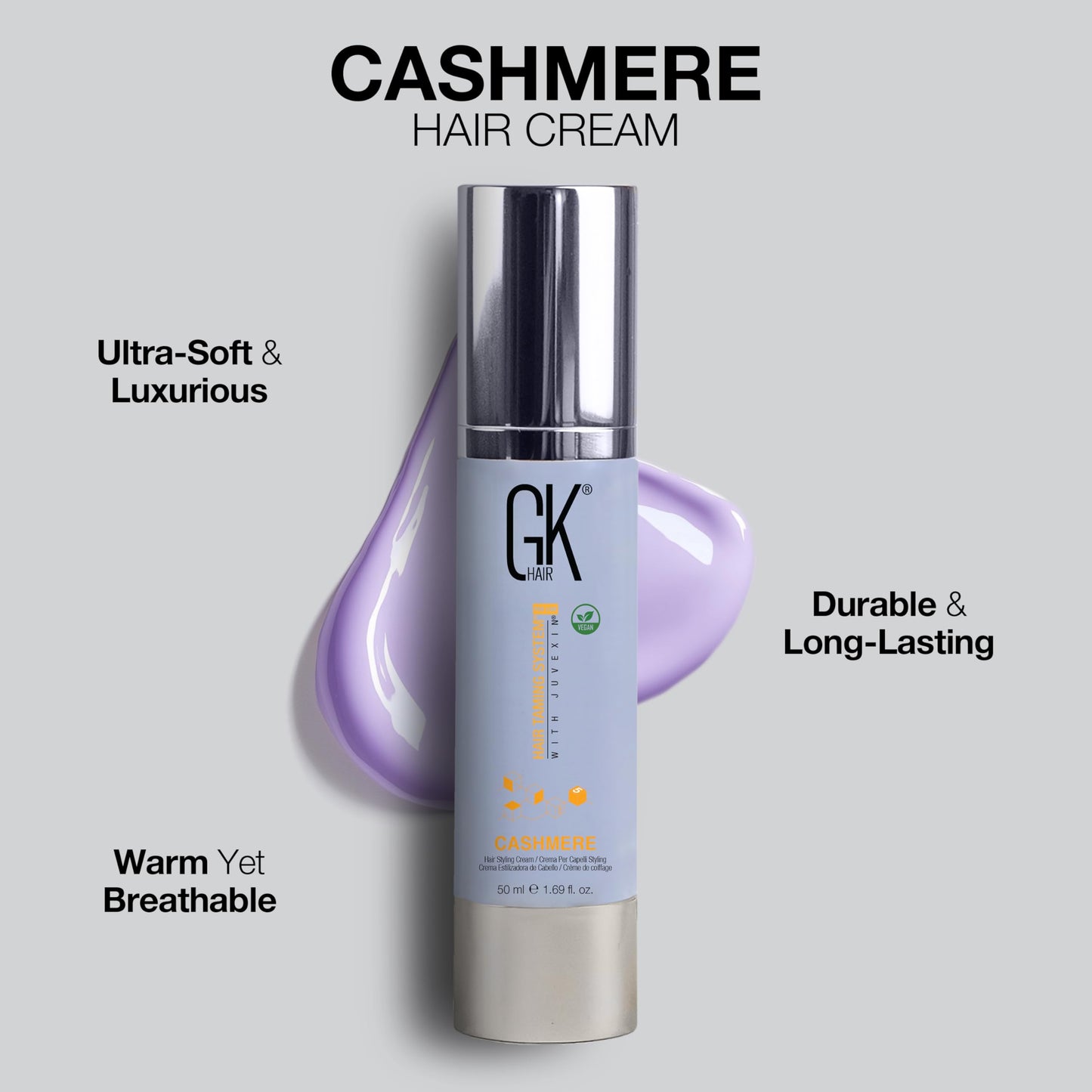 GK HAIR Global Keratin Leave in Cashmere Hair Smoothing and Styling Cream (1.69 Fl Oz/50ml) Argan Oil for Anti-Frizz Sleek Shine and Hydrates Dry Damaged and Unmanageable Hair Repair