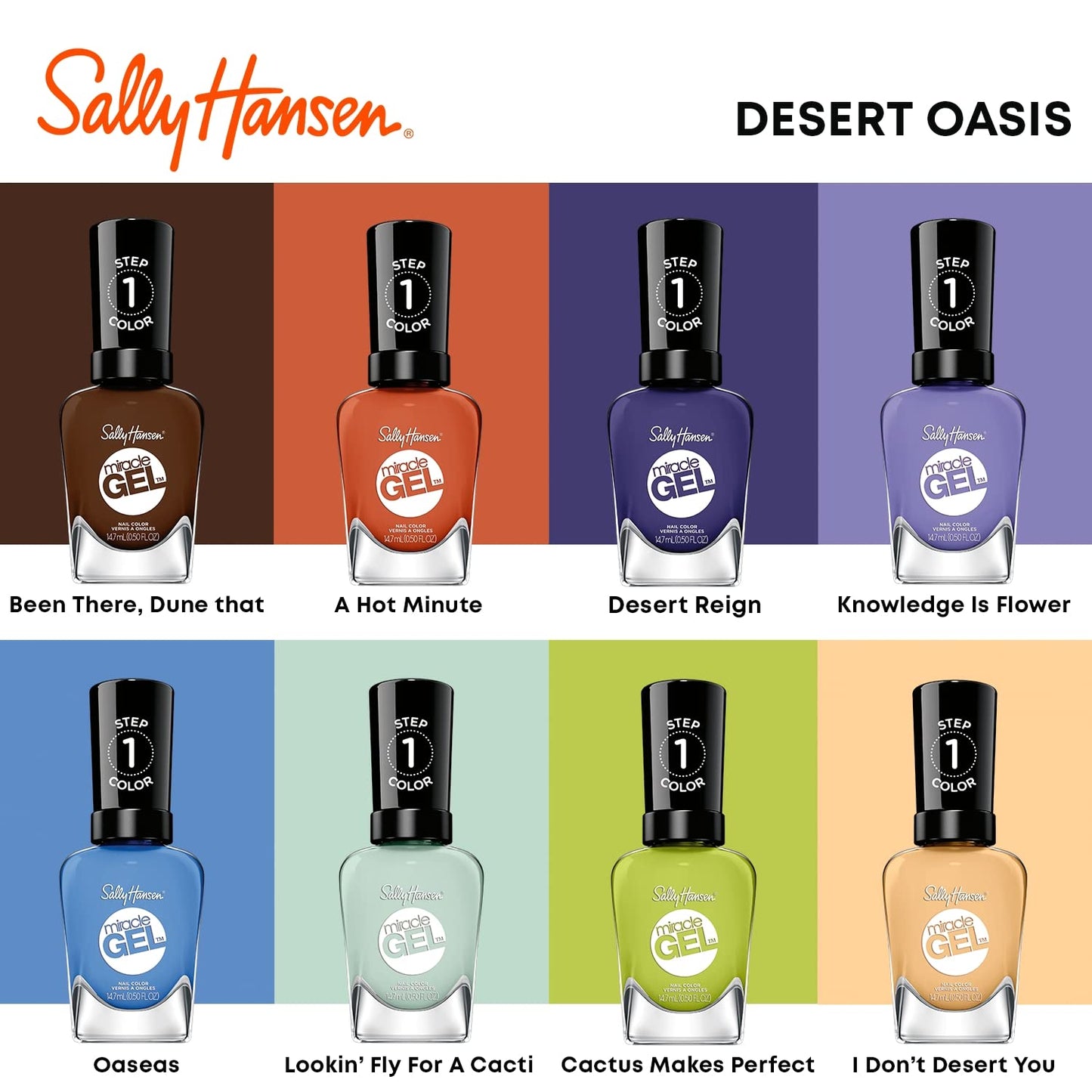 Sally Hansen Miracle Gel Salon Quality Nail Polish | Gel-Like Formula, Two-Step System, No UV Light Needed, Long Lasting | Opaque | 388 A Hot Minute | Burnt Orange Nail Color