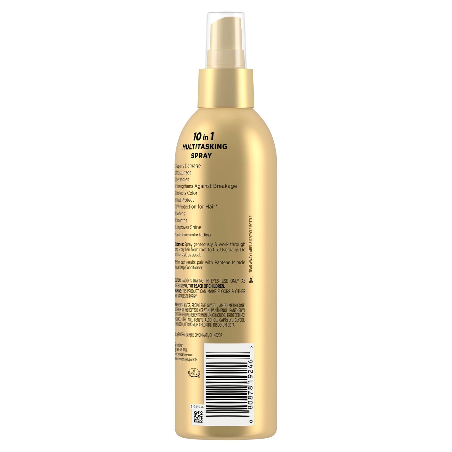 Pantene Miracle Rescue 10in1 Multitasking Spray - Heat Protection, Detangles, Repairs Damaged, Dry Hair, Improves Shine, Leave-In Conditioning Treatment with Keratin and Pro-Vitamin B5, 5.7 oz