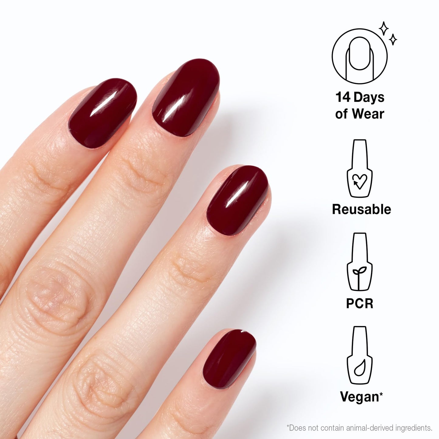 OPI xPRESS/ON Malaga Wine | Dark Red Short Round Press On Nails | With Nail Glue | Long Lasting, Reusable, Non-damaging