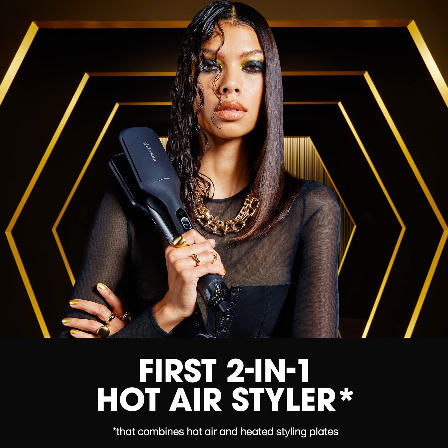 ghd Duet Style | 2-in-1 Flat Iron Hair Straightener + Hair Dryer, Hot Air Styler to Transform Hair from Wet to Styled | White