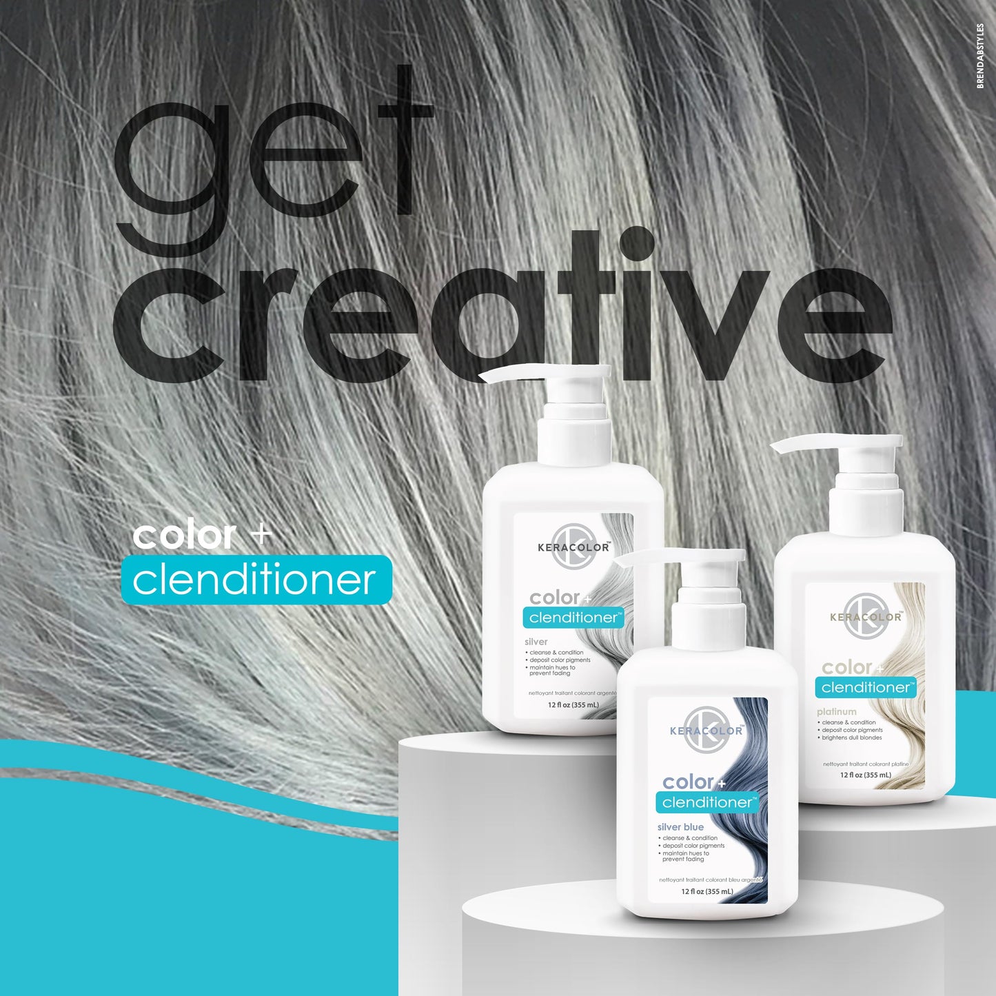 Keracolor Clenditioner PLATIUM Hair Dye - Semi Permanent Hair Color Depositing Conditioner, Cruelty-free, 12 Fl. Oz.