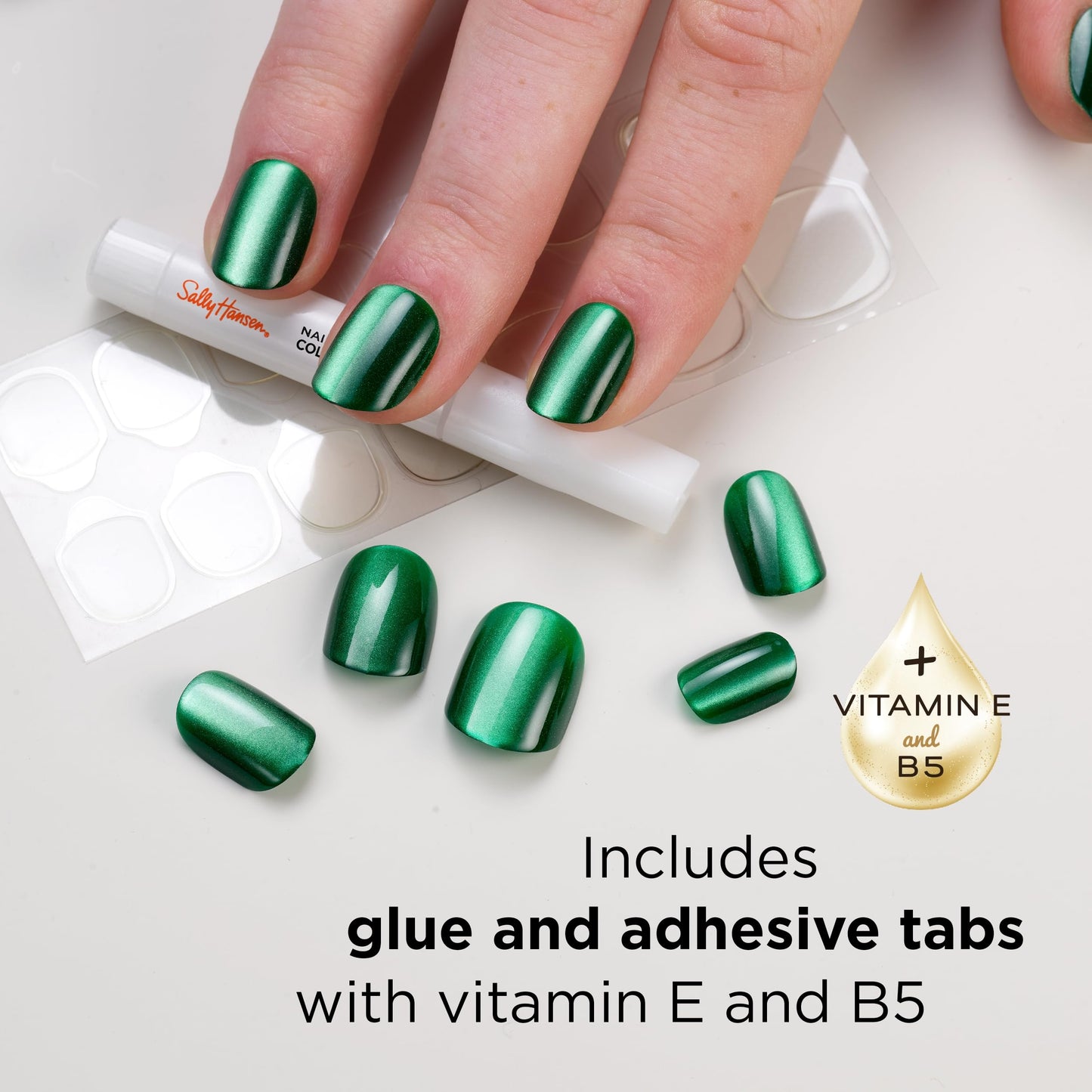 Sally Hansen Salon Effects Perfect Press-On Nails | Coffin Shape | Easy to Apply, Non-Damaging | 30 Nails, Nail Glue, Adhesive Tabs, File | French Twist