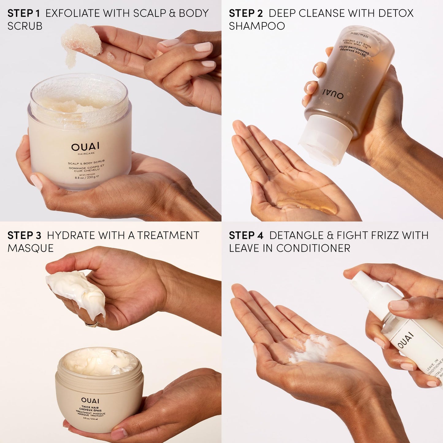 OUAI Detox Shampoo - Clarifying Shampoo for Build Up, Dirt, Oil, Product and Hard Water - Apple Cider Vinegar & Keratin for Clean, Refreshed Hair - Sulfate-Free Hair Care (16 oz)