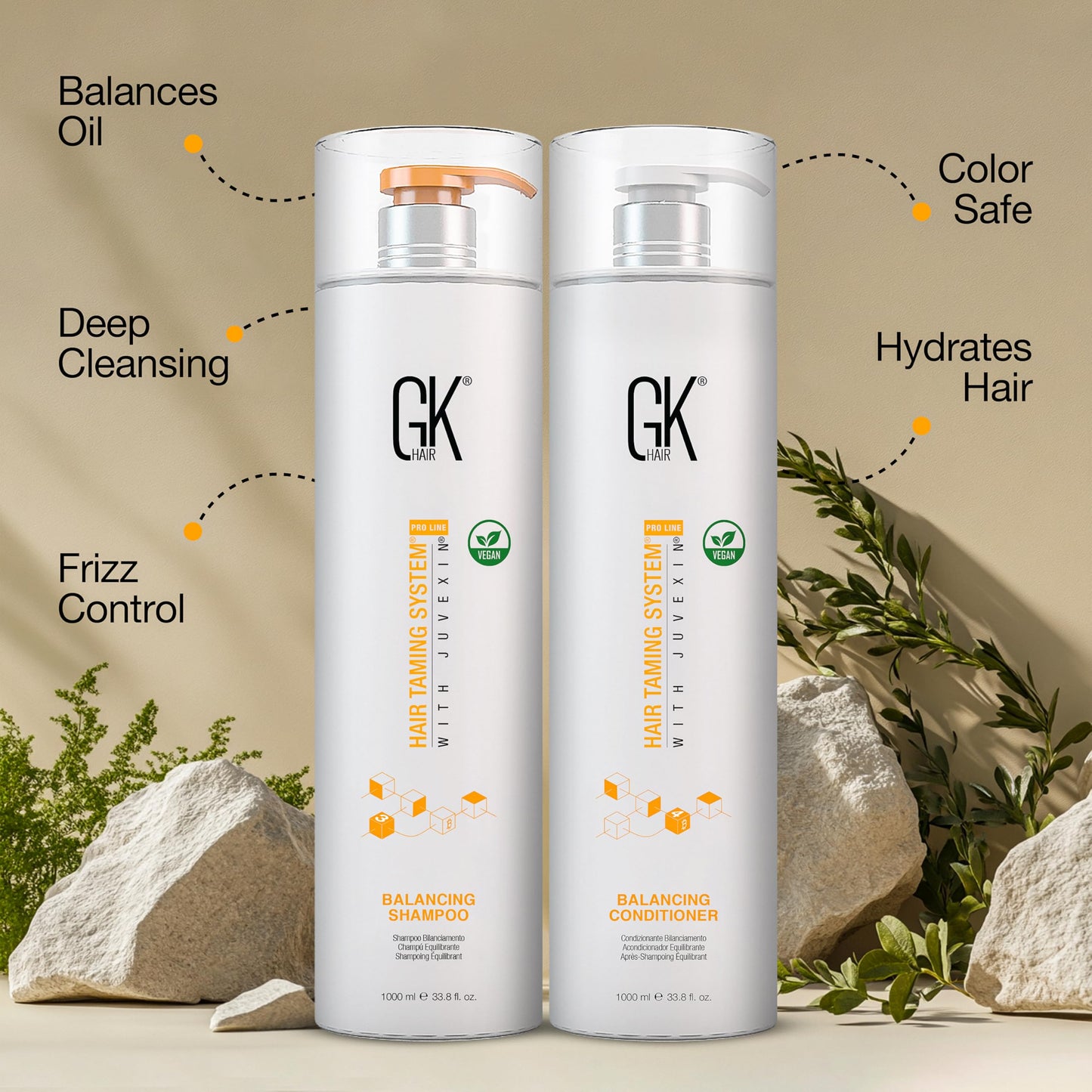 GK HAIR – Balancing Shampoo and Conditioner Set for Oily Hair, Clarifying & Refreshing Formula with Gentle Fragrance, Sulfate-Free, 72-Hour Freshness, 33.8 Fl Oz – Ideal for daily use