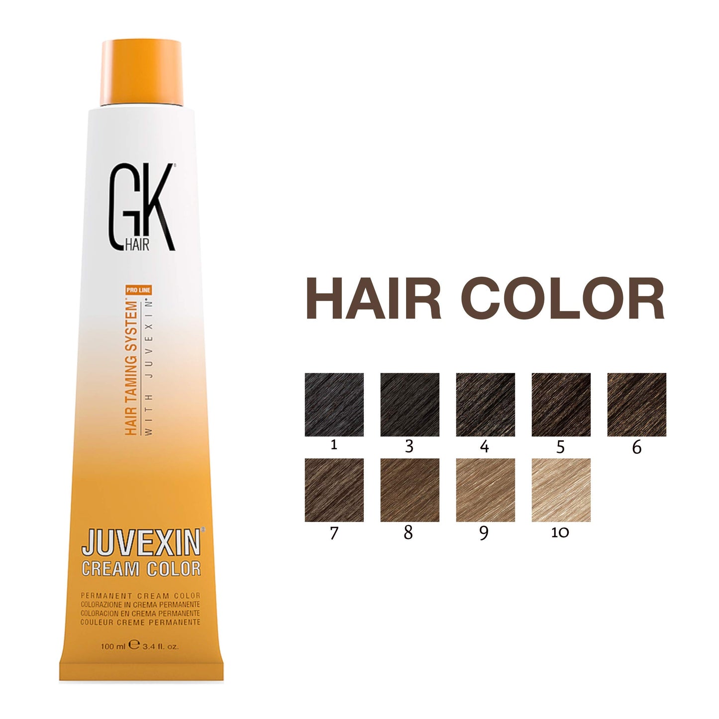 GK HAIR Global Keratin Natural 8 Light Blonde Hair Color Cream Tube (3.4 Fl Oz/100ml) + 20 Volume Developer (5 Fl Oz/150ml) - Professional Permanent Long Lasting Toner Dye