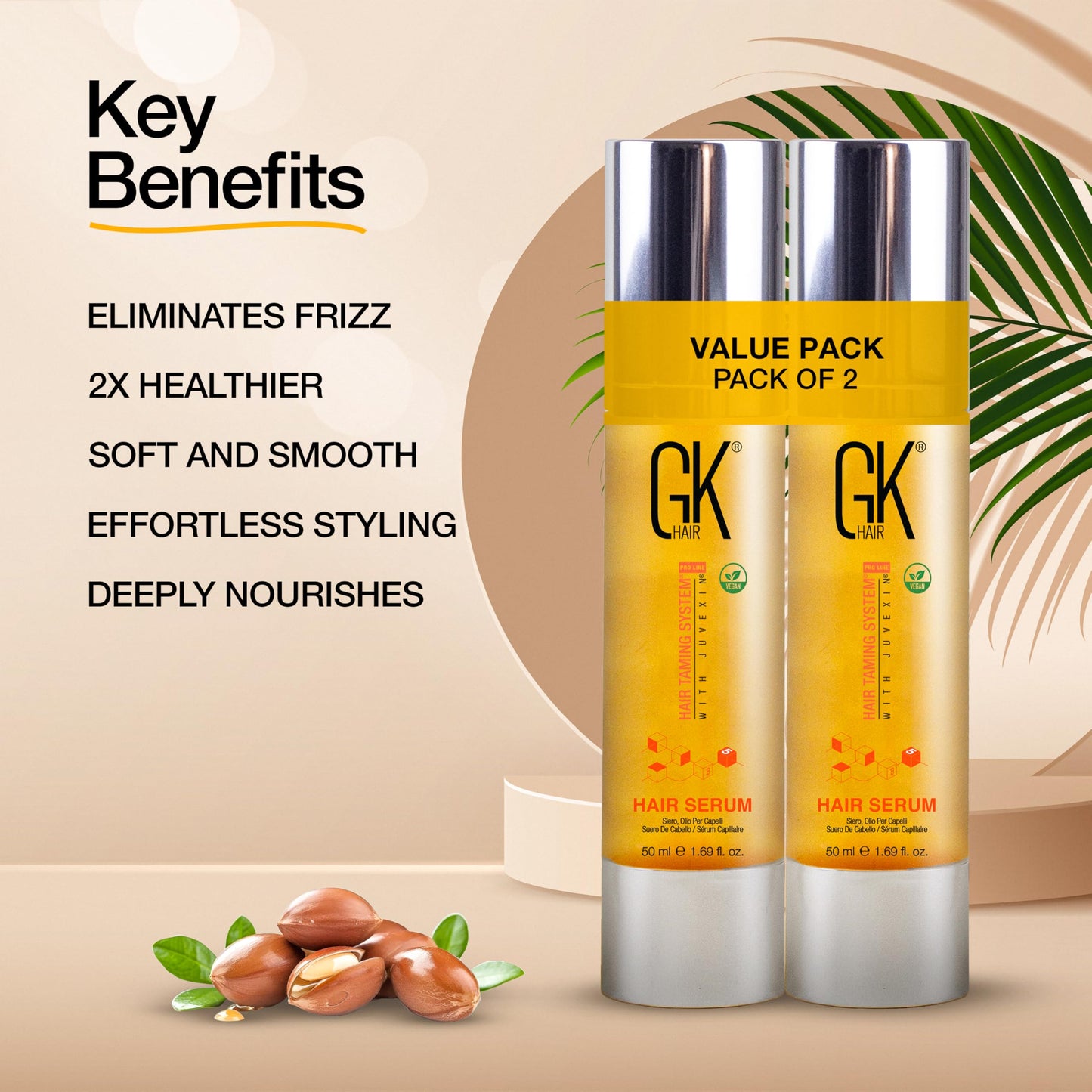 GK HAIR Oil For Frizzy Hair- Anti Frizz Hair Seurm - Perfect Lightweight Hair Oil For Keratin,Frizzy,Curly, Dry & Damaged ends- Paraben, Phthalate and Sulfate Free Pack of 2 (1.69 Oz)