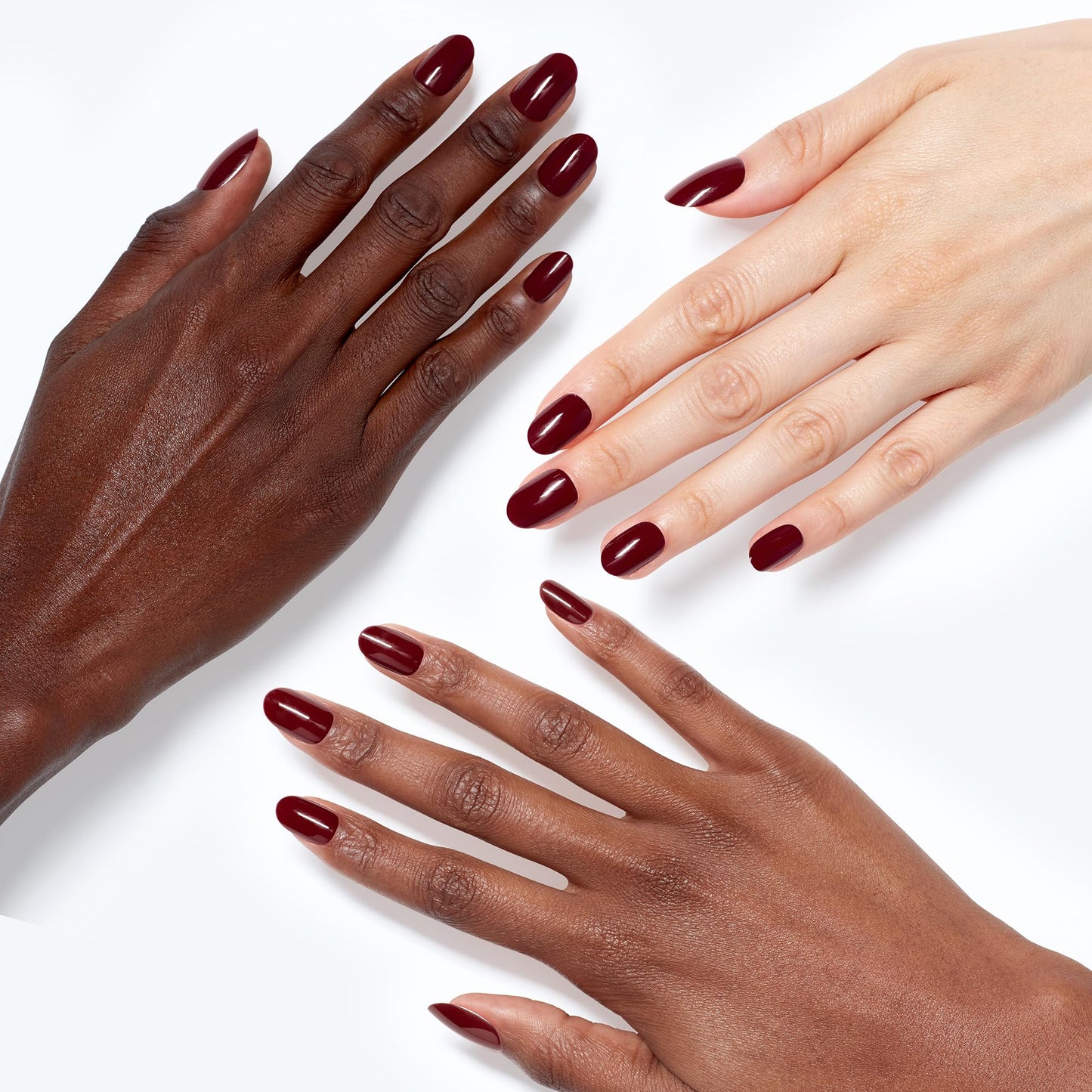 OPI xPRESS/ON Malaga Wine | Dark Red Short Round Press On Nails | With Nail Glue | Long Lasting, Reusable, Non-damaging