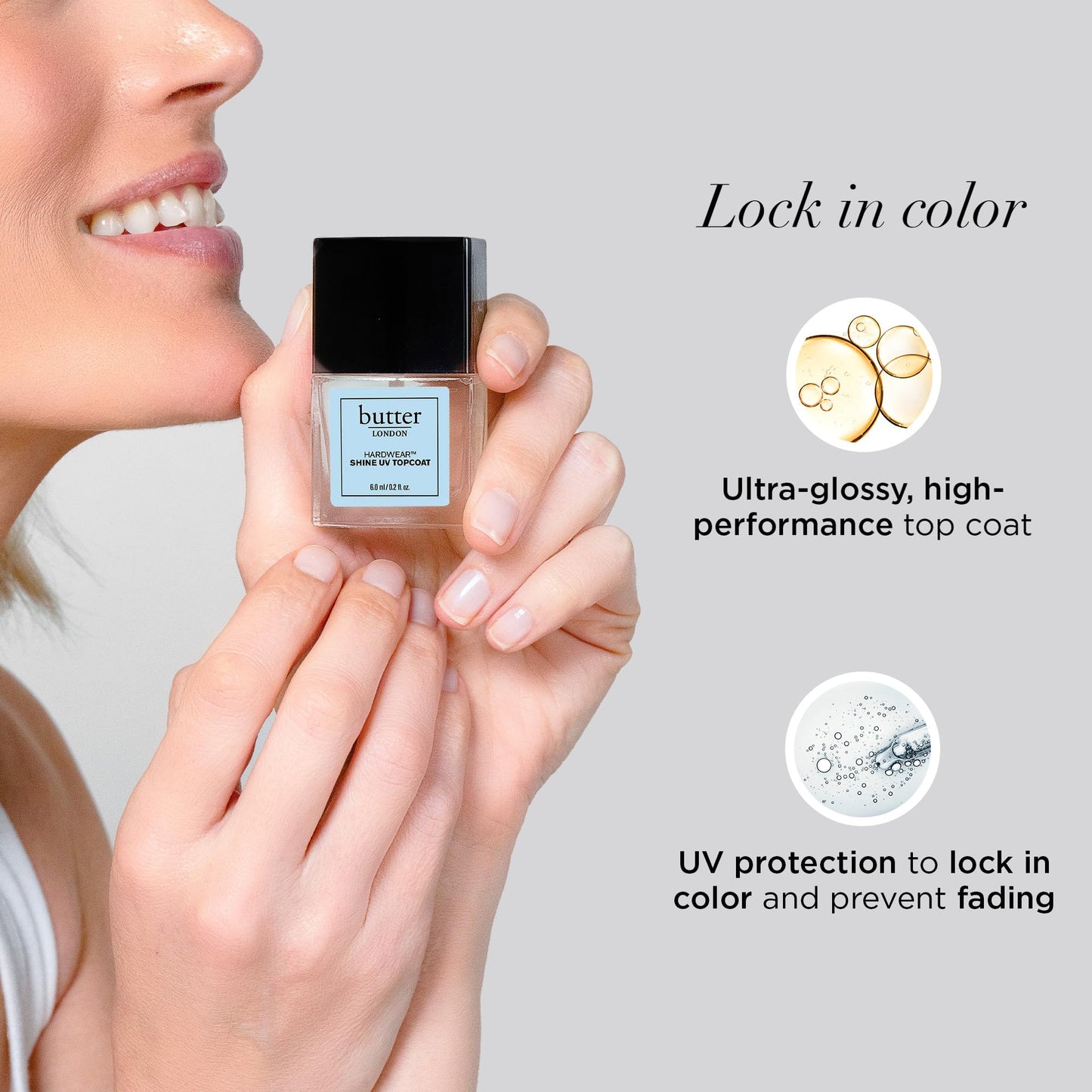 butter London Hardwear Shine UV Top Coat Nail Polish - Prevent Chipping & Smudging with UV Protection for Long-Lasting Color - Quick-Drying, Ultra-Glossy & High-Performance Topcoat with Sheer Coverage