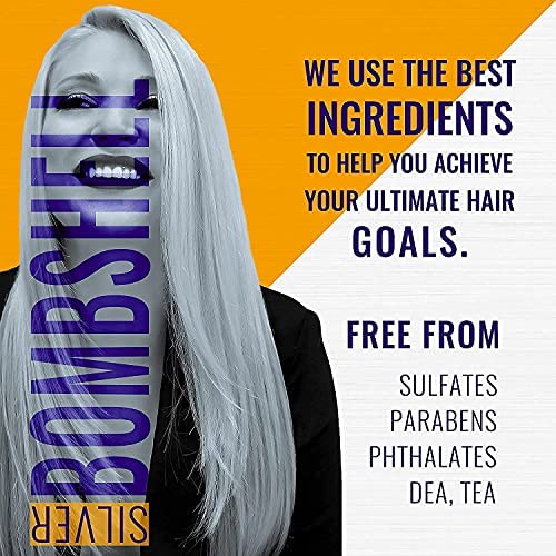 GK Hair Global Keratin Silver Bombshell Purple Shampoo 710ml For Blonde Platinum Ash Silver & Gray Hair Moisturizes Dry & Damaged Removes Yellow Brassy Tones