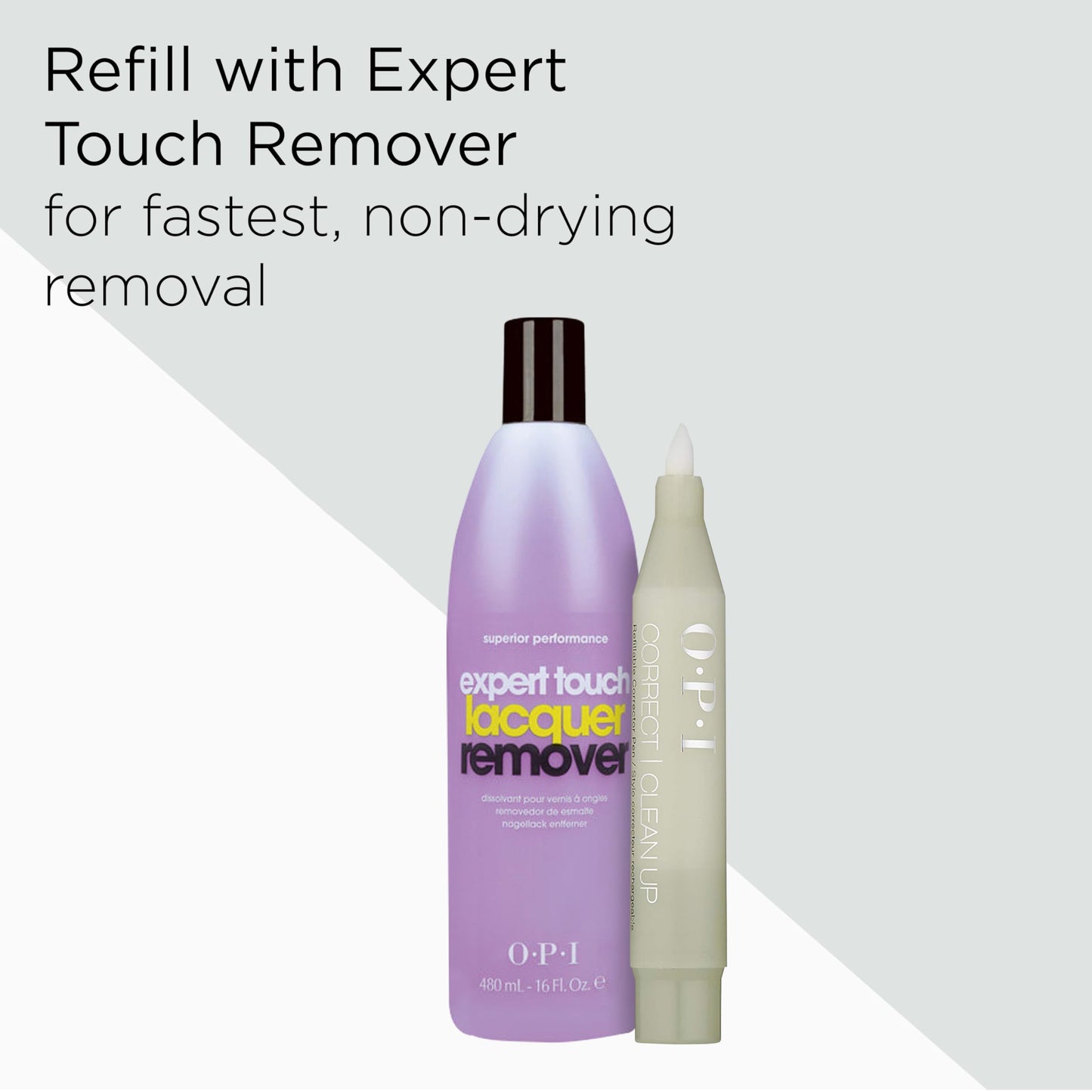 OPI Correct Clean Up | Refillable Nail Polish Remover Corrector Pen | Gentle & Non-Drying Formula | Includes Replacement Tip | 0.13 fl oz