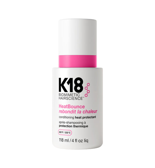 K18 HeatBounce Conditioning Heat Protectant Spray, Lightweight Leave-In Conditioner + 450℉ (232°C) Inside-Out Heat Protection, Soften, Smooth + Detangle All Hair Types, 4 Fl Oz Liq