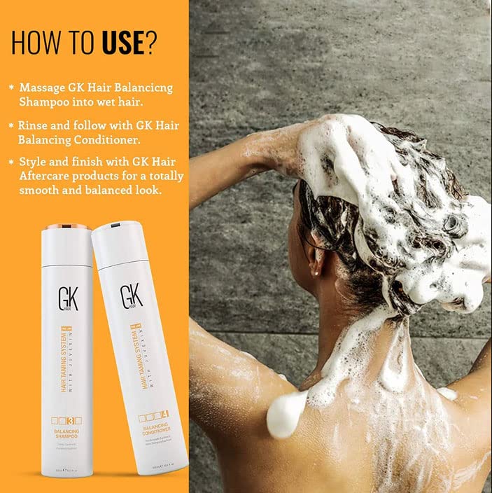 GK HAIR Global Keratin Balancing Shampoo 1000ml For Oily Hair And Scalp Restores Scalp pH Level - Sulfate And Paraben Free