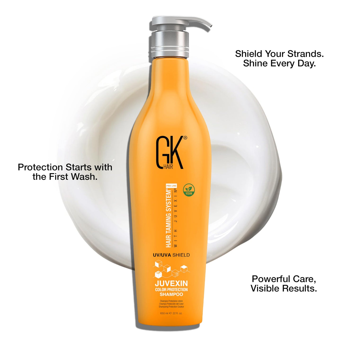 GK HAIR Shield Shampoo 22 Fl Oz – Color Safe, UV Protection, Aloe Vera & Argan Oil, Sulfate and Paraben Free, Repairs Damage, Boosts Shine, Hydrating, Vegan Hair Care