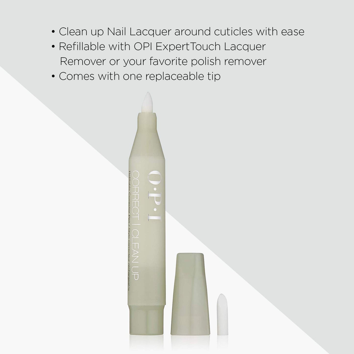 OPI Correct Clean Up | Refillable Nail Polish Remover Corrector Pen | Gentle & Non-Drying Formula | Includes Replacement Tip | 0.13 fl oz