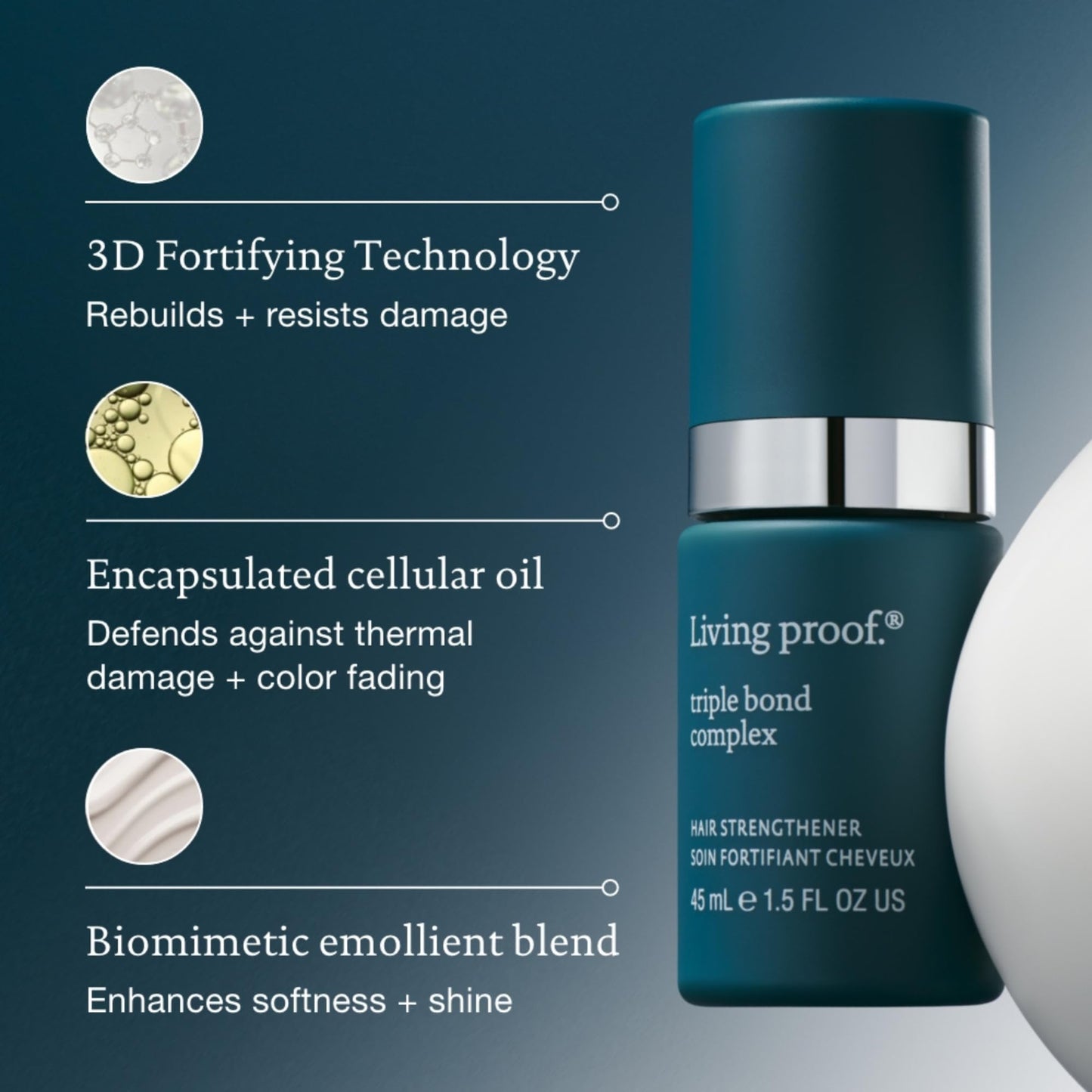 Living Proof Triple Bond Complex Leave-In Treatment and Hair Mask for All Hair Types – Rebuilds Hair Structure, Repairs Damage, Heat Protection, Long-Lasting Results, 1.7 oz