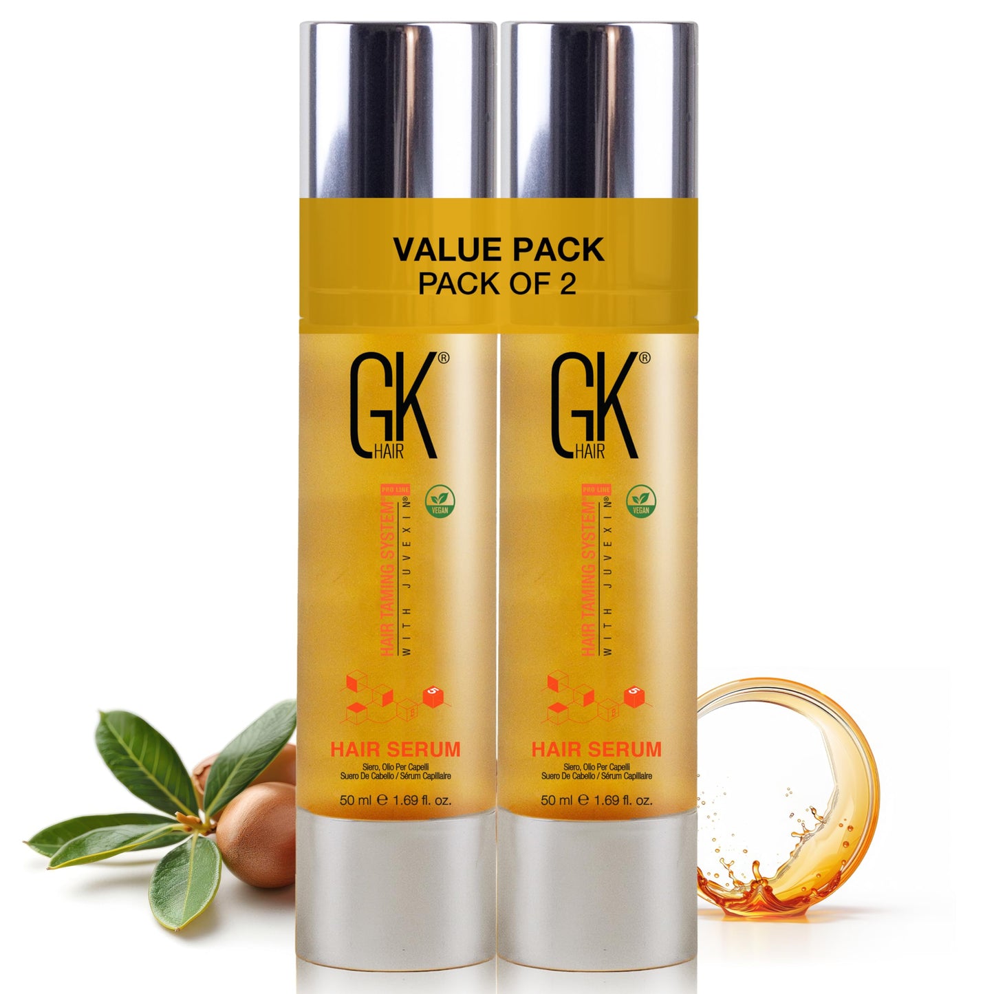 GK HAIR Oil For Frizzy Hair- Anti Frizz Hair Seurm - Perfect Lightweight Hair Oil For Keratin,Frizzy,Curly, Dry & Damaged ends- Paraben, Phthalate and Sulfate Free Pack of 2 (1.69 Oz)