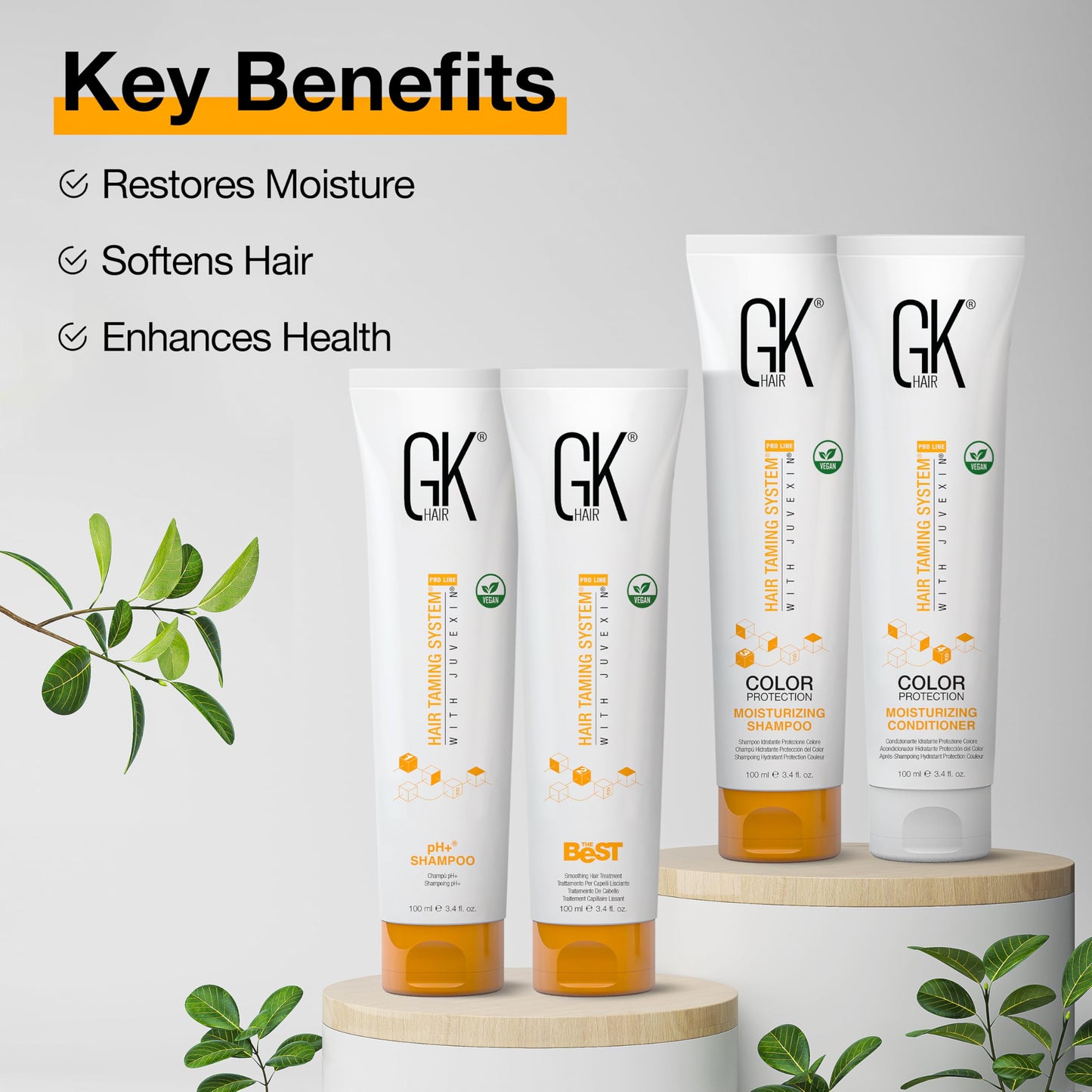 GK HAIR Global Keratin The Best Smoothing Keratin Treatment Kit (3.4 Fl Oz/100ml) Professional Brazilian Complex Blowout Straightening For Silky Smooth & Frizzy Hair
